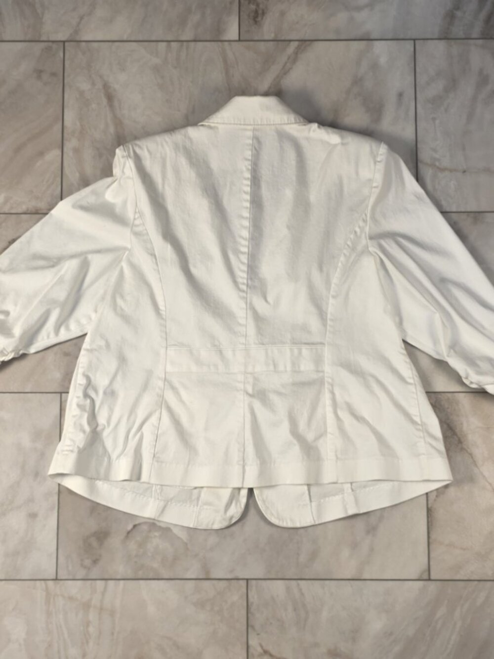 Avenue Plus 18 White Blazer Ruched 3/4 Sleeve Stretch Jacket - Picture 2 of 7